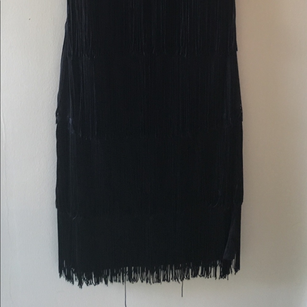 Chic Black Fringe Mini Dress - Picture 2 of 8